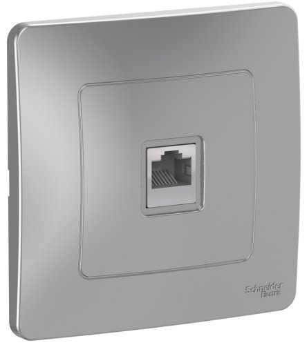 Розетка телефонная с рамкой Systeme Electric Blanca 1-м. RJ11 алюминий фото Розетка телефонная с рамкой Systeme Electric Blanca 1-м. RJ11 алюминий картинка